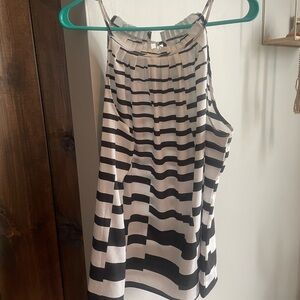 New York & Company Black and Gray Striped Sleeveless Tank Top